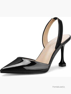 Slingback Pumps with Kitten Heel Closed Toe Stiletto Heels Slip On
